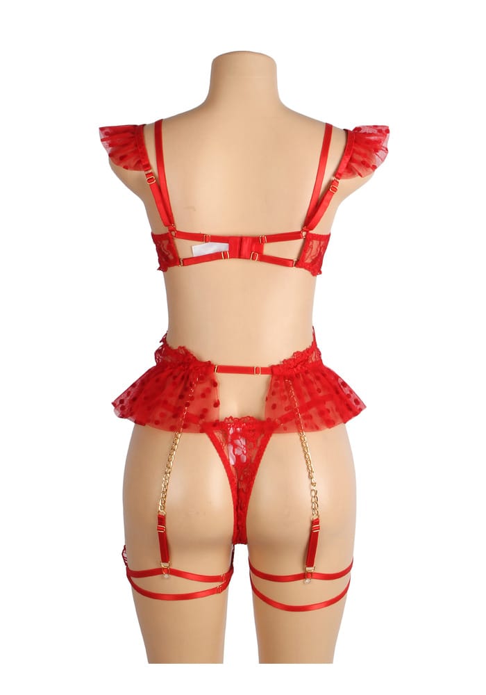 PleazureX sexy kanten lingerie set rood PleazureX sexy kanten lingerie set rood