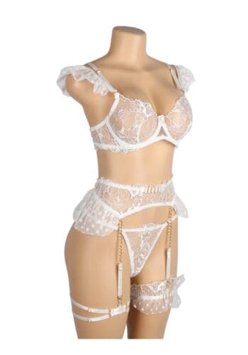 PleazureX Sexy Spitzen Lingerie Set Weiß