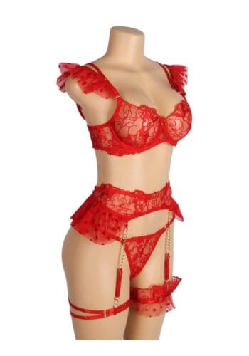 PleazureX Sexy Spitzen Lingerie Set Rot